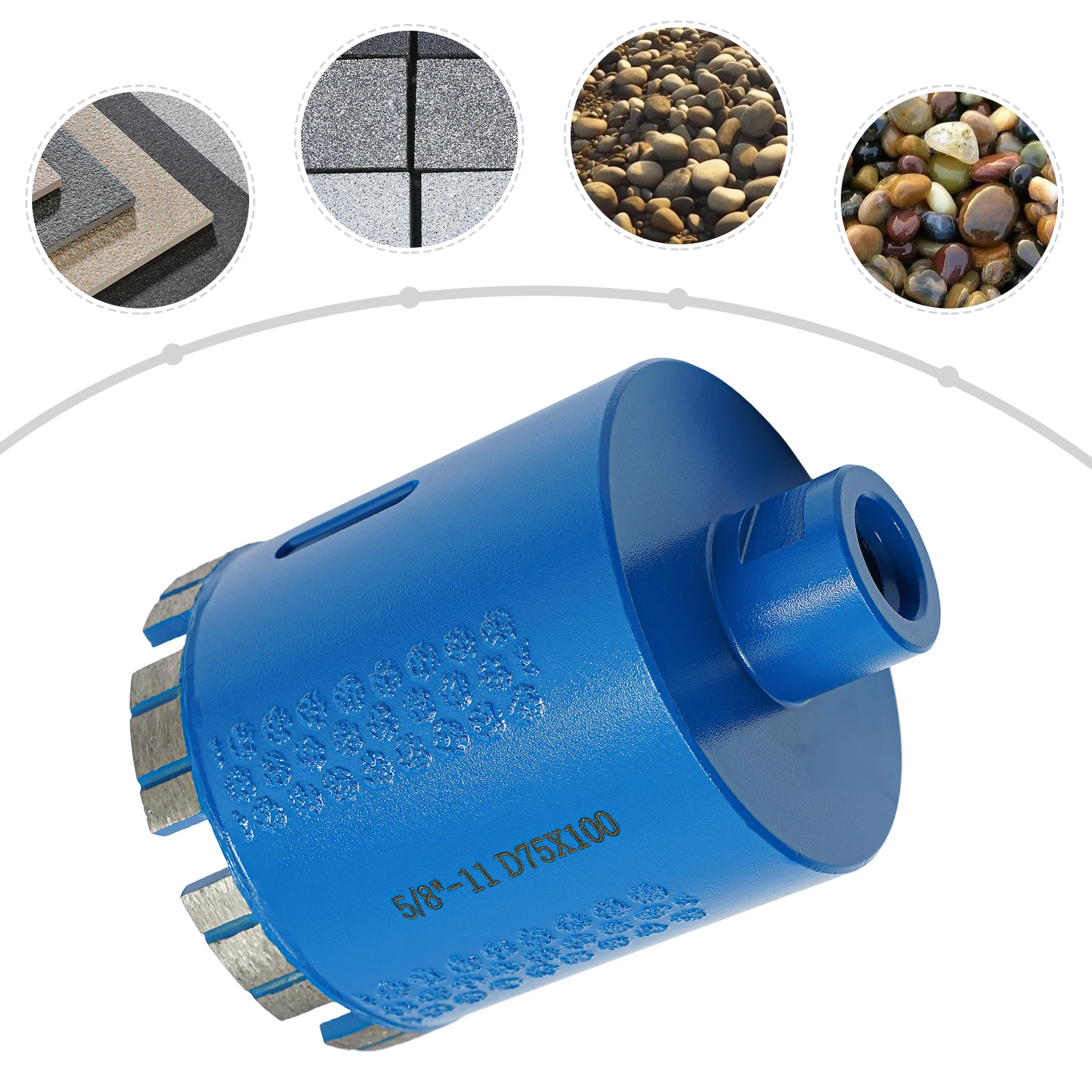 

2.95in Diamond Core Drill Bit for Concrete Granite – 5/8-11 Thread for Angle Grinder Wet & Dry Use