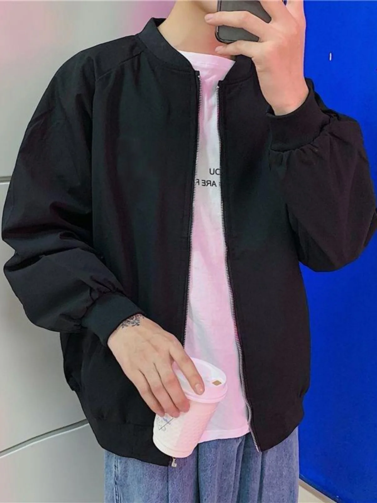 

Мужская повседневная бейсбольная куртка-ветровка на осень-зиму, однотонная, простая, модная, дышащая, свободного кроя