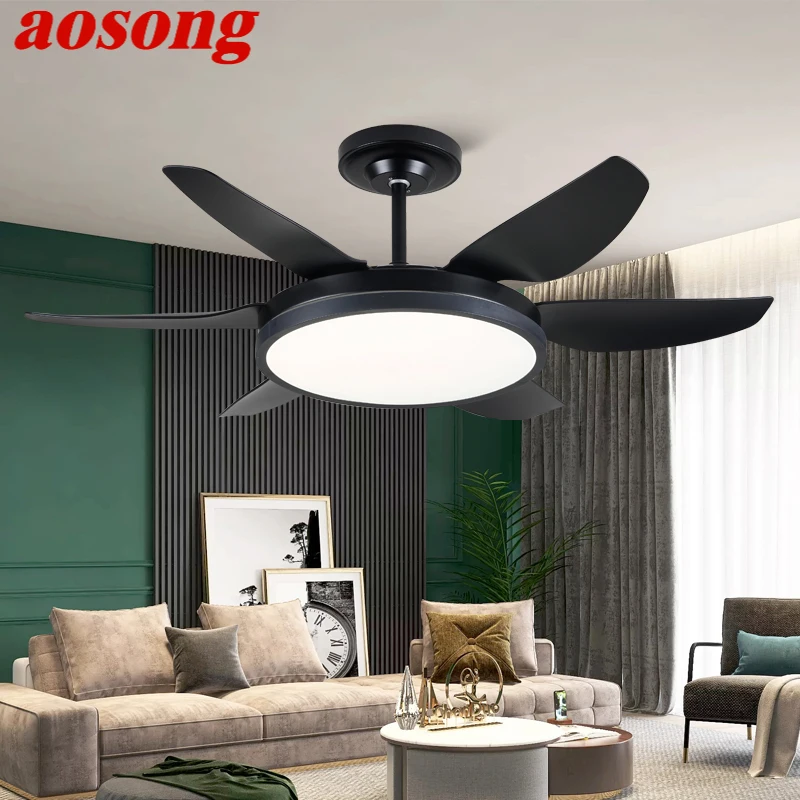 AOSONG Fan Light Nordic LED Ceiling Fan Light Modern Minimalist Restaurant, Living Room, Bedroom Commercial Electric Fan