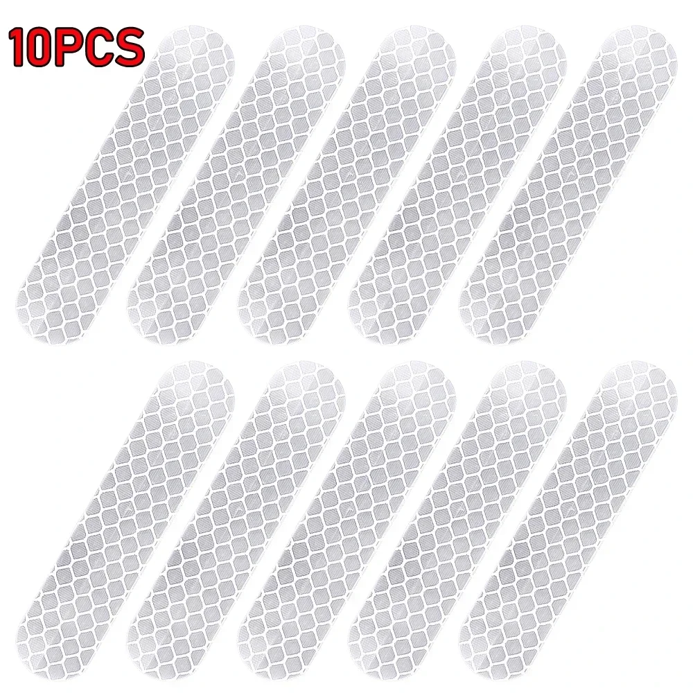 10 Pcs  Universal Safety Warning Reflective Stickers for Car Reflect All Light Sources Motorcycle Helmet Stickers Car Parts