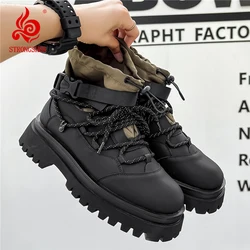STRONGSHEN Men Boots Elastic Opening Ankle Boots Casual Shoes Men Breathable Platform Non-slip Tenis Shoes Zapatillas Hombre