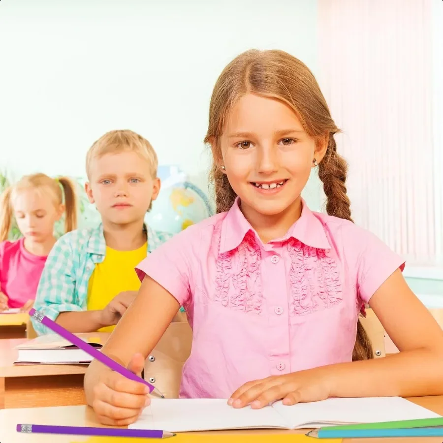 48 قطعة من أقلام الرصاص الملونة مع ممحاة، قلم رصاص خشبي ملون بألوان قوس قزح، أقلام رسم غير شحذة لطلاب العودة إلى المدرسة