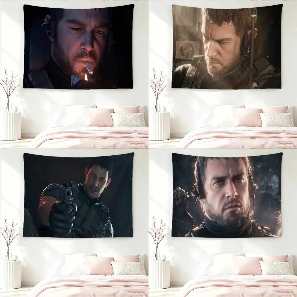 Chris Redfield Resident Evil Flag Digital Printing Banner for Garage Wall Out Door Decoration