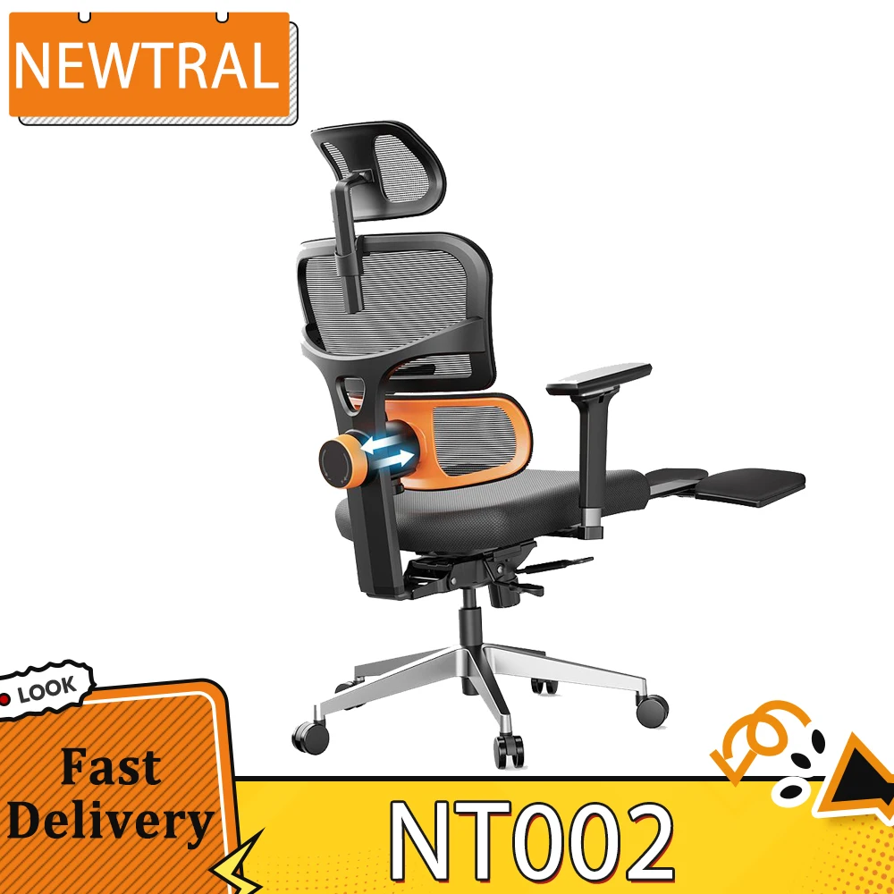 NEWTRAL NT002 Ergonomic Chair Adaptive Lower Back Support with Footrest 4 Recline Angle Adjustable Backrest Armrest Headrest