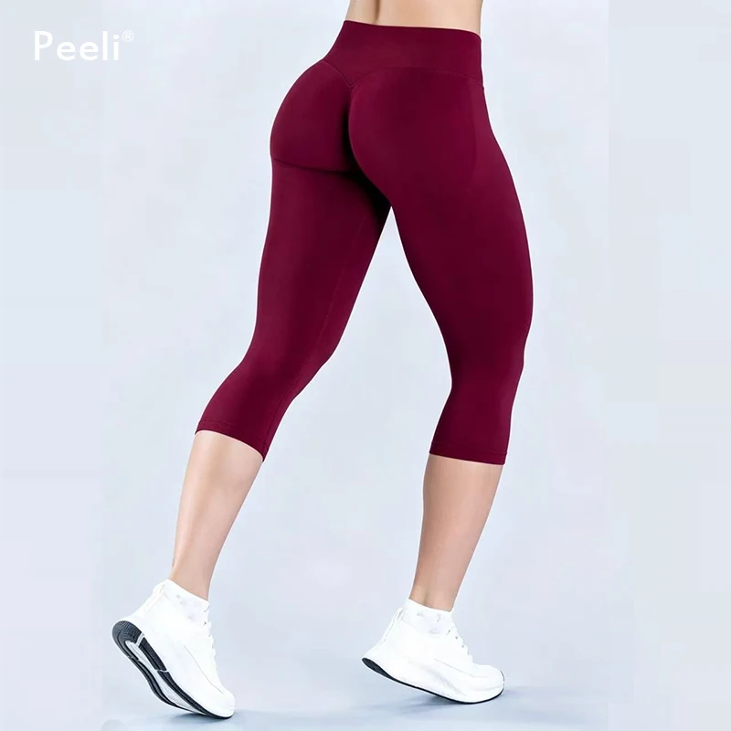 Yoga Capri Pants Women Seamless Leggings Running Sportswear Scrunch Butt Fitness Leggings Gym Clothes Workout Sports Tights