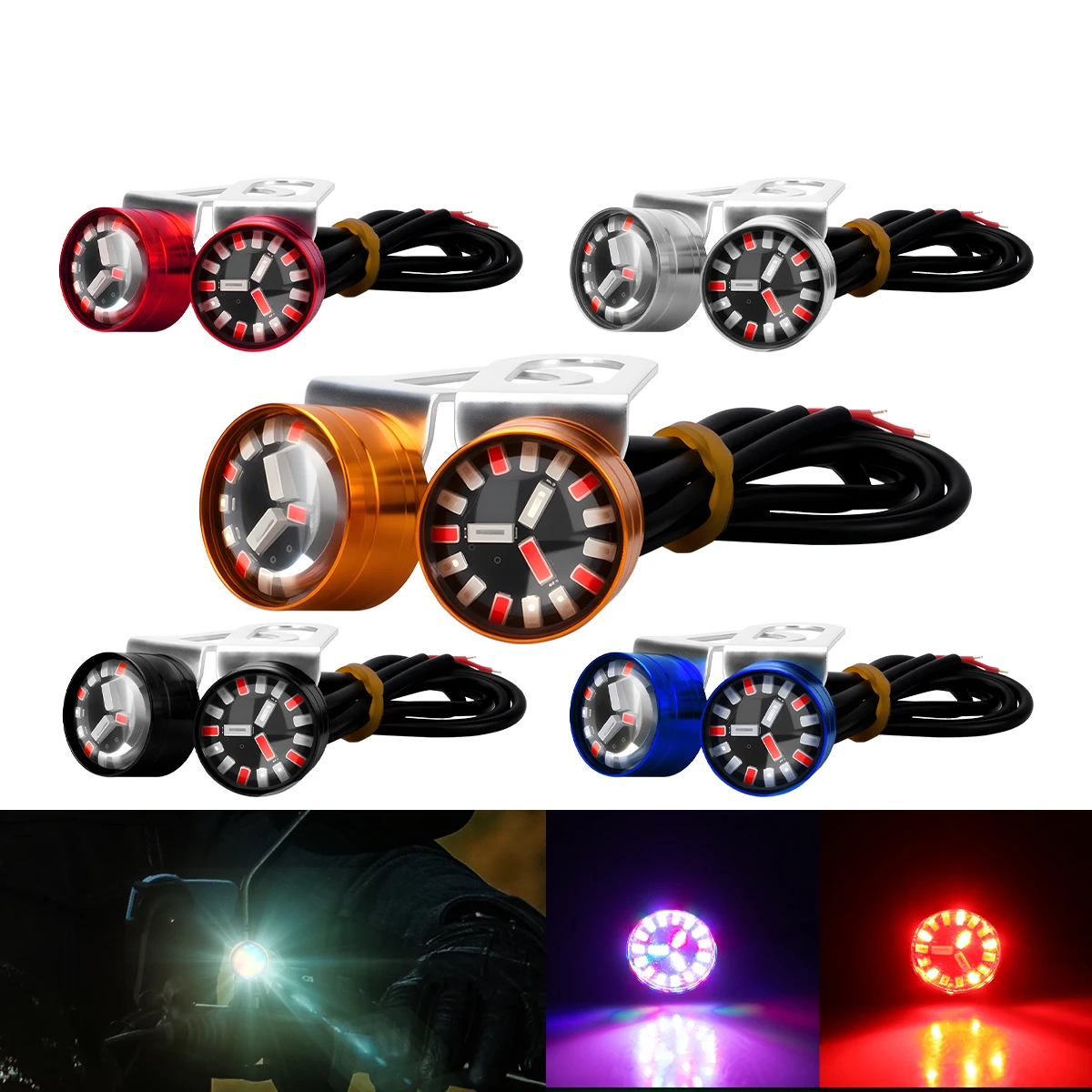 

2PCS car motorcycle Eagle Eye LED warning lights Three colors 4014 18Led Strobe light universal license plate light signal light