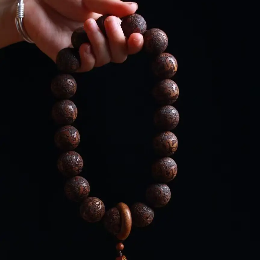 Natural Myanmar Yellow Pear Bracelet Pterocarpus Macrocarpus Bracelet Wooden Cultural Artifact Wood Buddha Rosary Prayer