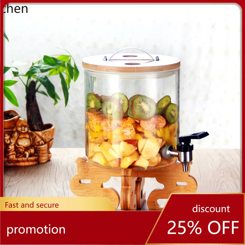 

YFY beverage juice bucket with spigot, commercial transparent glass base, infused wine bucket, enzyme bucket, wine bottle