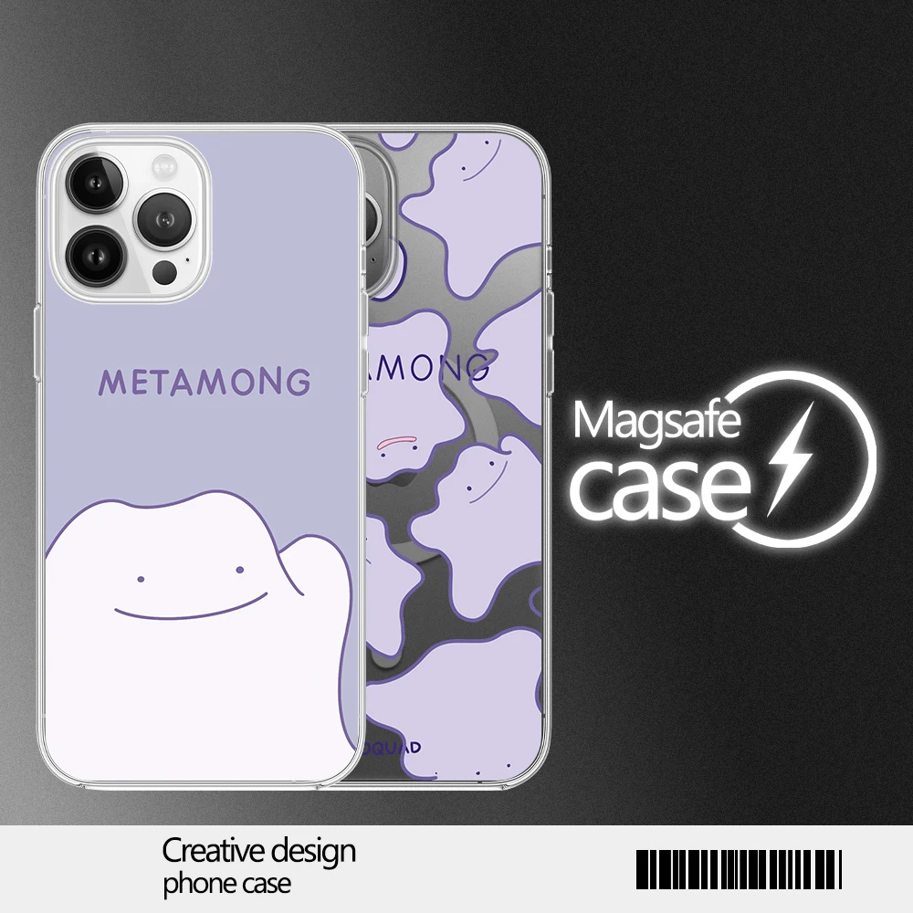 MINISO Pokemon Ditto Phone Case for iPhone 12 11 13 14 15 16 Max Pro Plus Magsafe Magnetic Wireless Cover