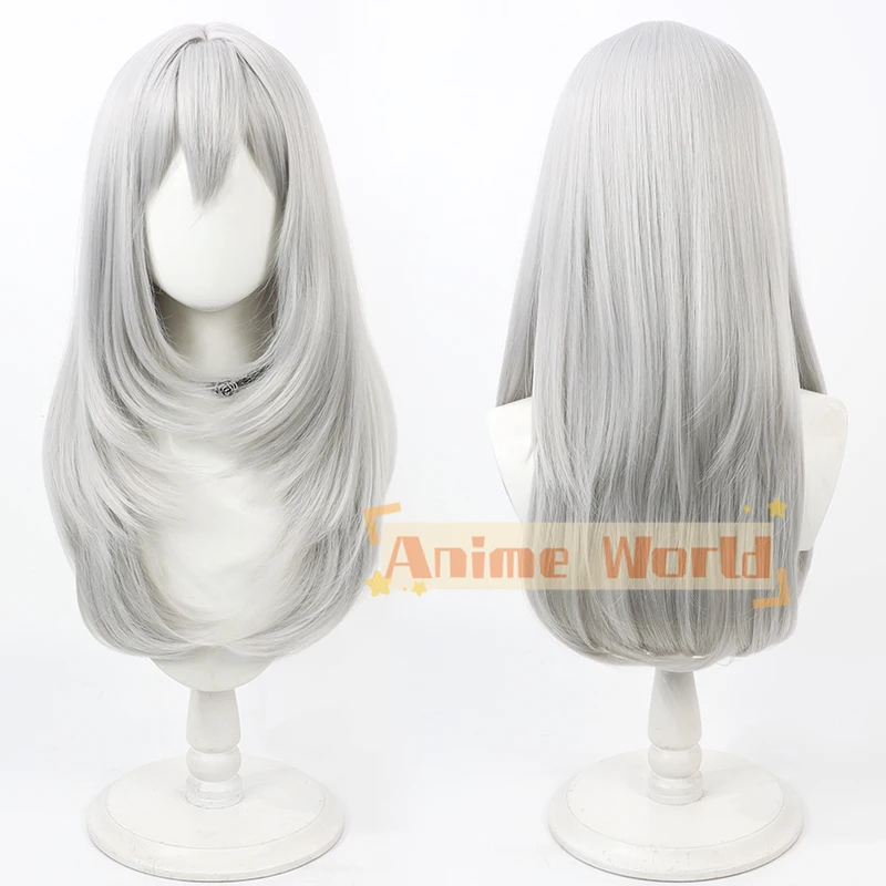 Anime FF14 Estinien Wyrmblood Cosplay Wig 60cm Long Silver Grey Heat Resistant Synthetic Hair FFXIV Wigs + Wig Cap