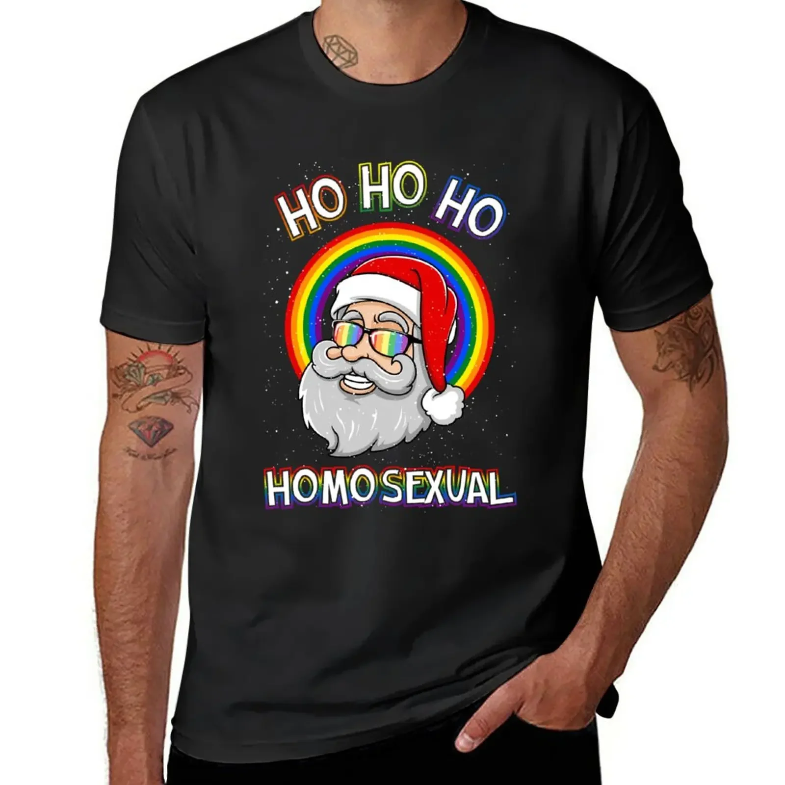 New Ho Ho Ho Homosexual Holigays LGBT Ugly Christmas Sweater Sweatshirt T-Shirt plain t-shirt plain white t shirts men