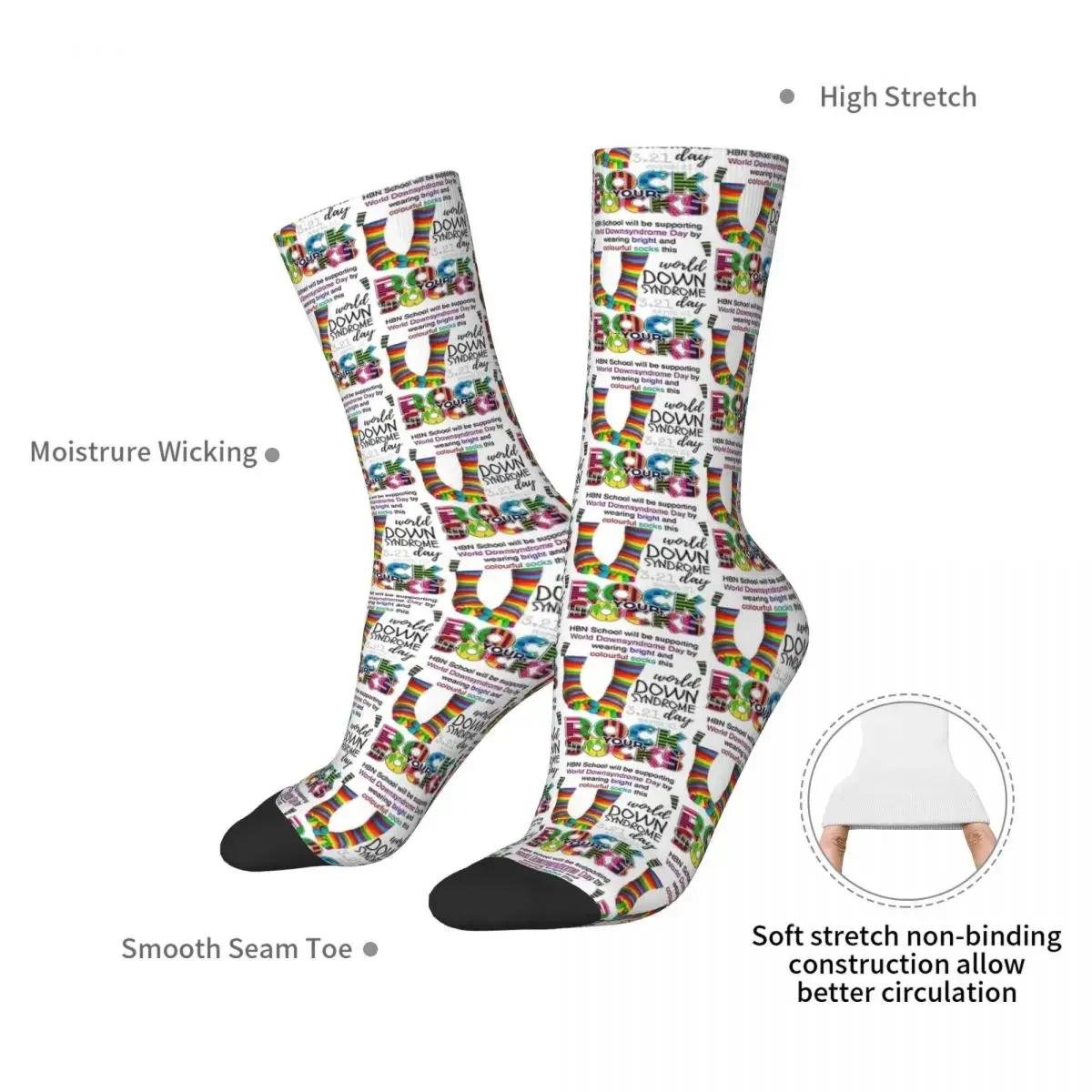 21 March World Down Syndrome Day Socks Harajuku Super Soft Stockings All Season Long Socks Accessories for Unisex Gifts