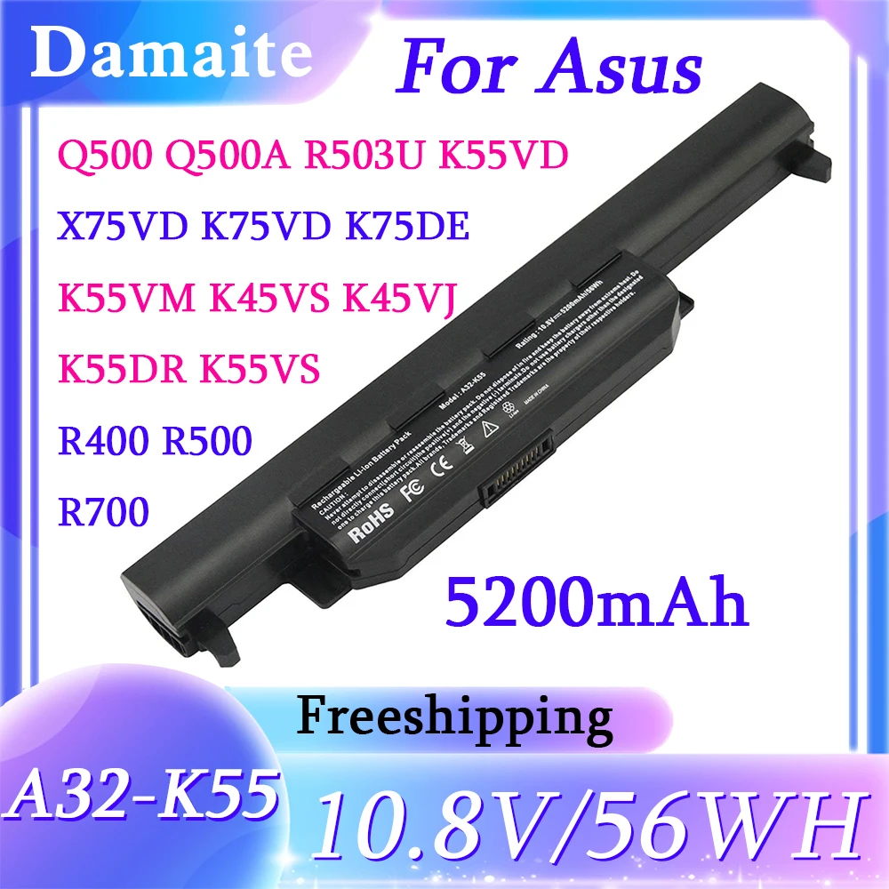 

A32-K55 A33-K55 Battery for ASUS X45 X45A X45C X45V X45U X55 X55A U57 U57A U57VD X55C X55U X55V X75 X75A X75V X75VD A42-K55