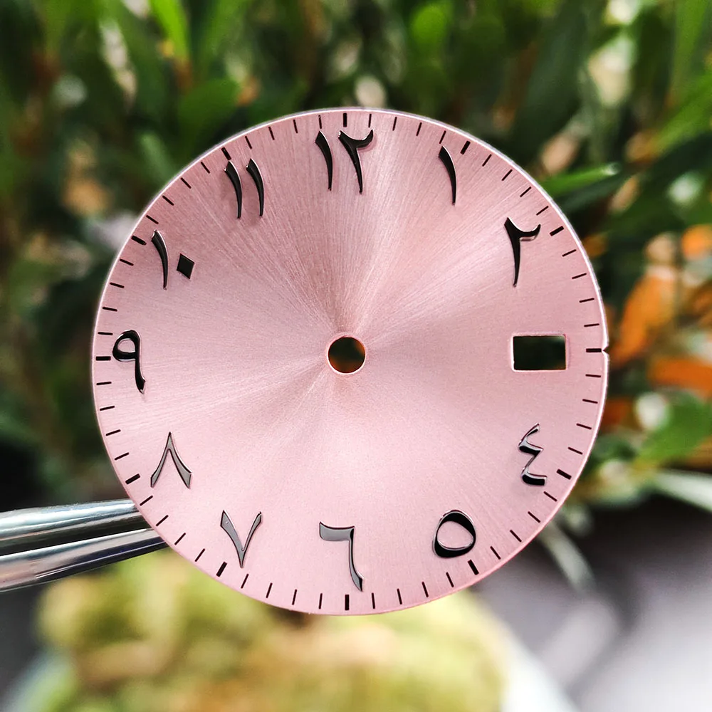 28.5mm nh35 dial  Sunburst pink arabic dial sterile dial for NH35/NH36 movement  customize watch accessories