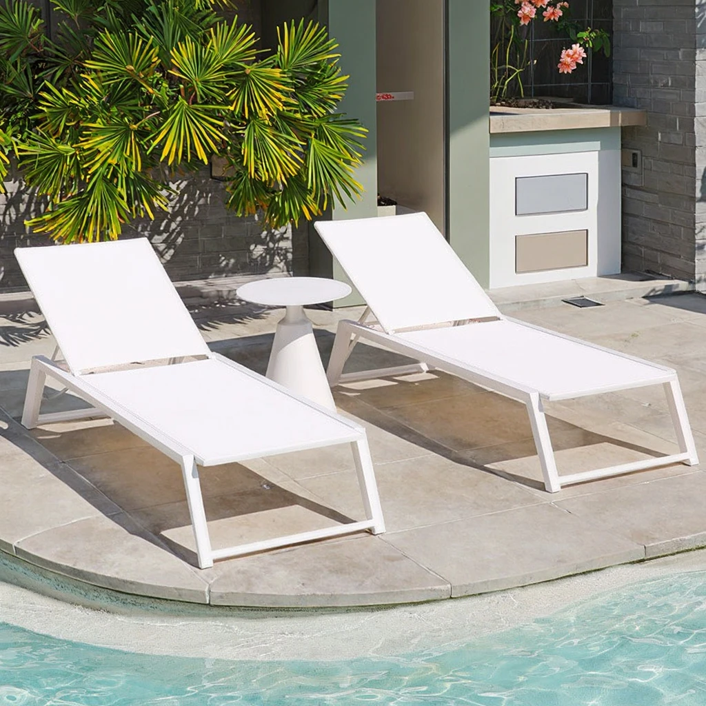 Outdoor Lounge Chair Waterproof Courtyard Balcony Aluminum Alloy Outdoor Leisure Folding Lying Bed Sun protection Beach Chair