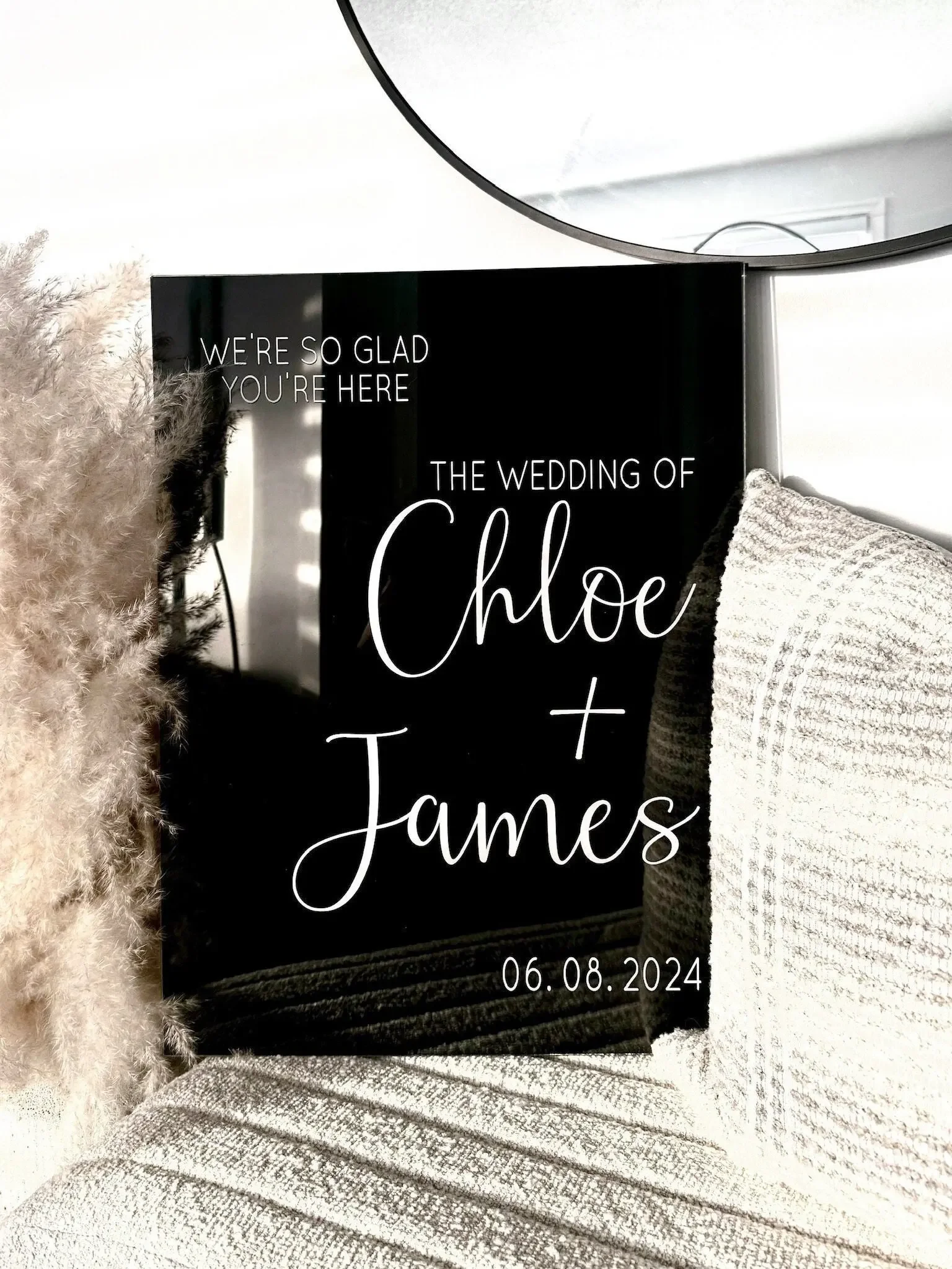 

Modern Wedding Signage Black Acrylic Welcome Sign 24x18in Wedding Welcome Sign Custom Acrylic Welcome Sign Wedding Decor