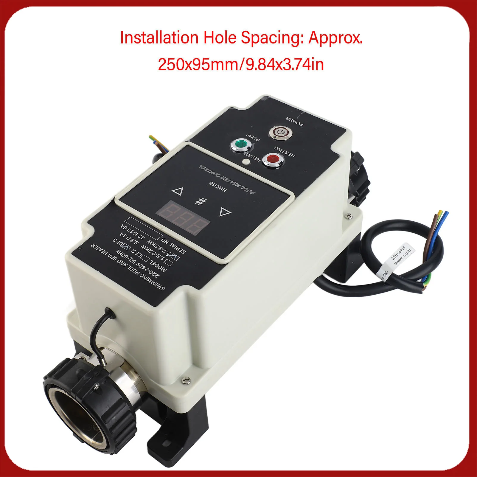 Termostato calentador de agua de 240 V, pantalla Digital, calentador de agua eléctrico de acero inoxidable para piscina, autodiagnóstico inteligente para bañera