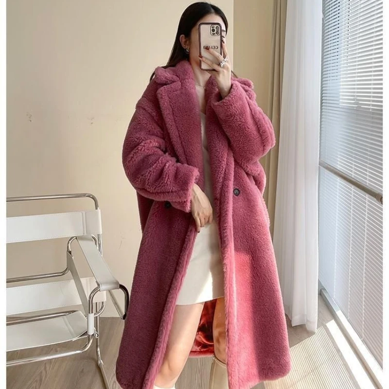 Cross-border Europe and the United States imitation fur 2024 granule imitation wool coat Long coat imitation fur coat