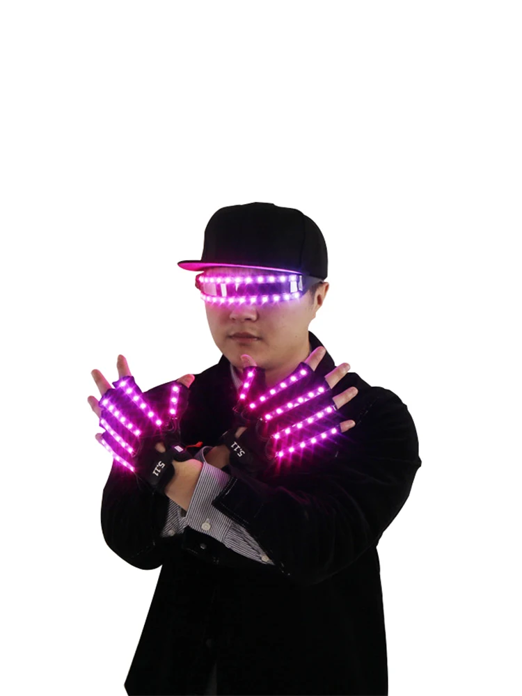 LED Gloves, Gloves, Glasses, Carnival Apparel, Party, Bounce, Bar, Prop Decoration, DJ Sunglasses, Halloween Decoration