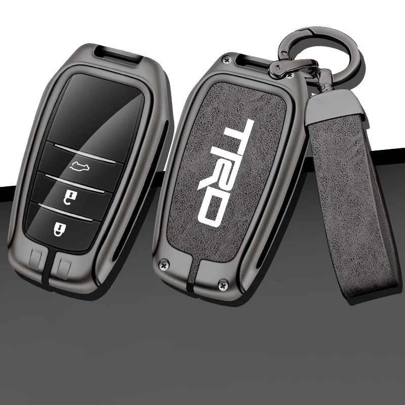 Zinc Alloy Leather Car Remote Key Case Cover Shell Holder Auto Keychain For Toyota TRD Corolla Camry Yaris Rav4 Prado CHR VI