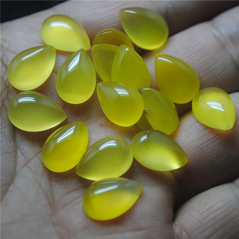 كبوشون بدون ثقب ، على شكل قطرة ماء ، تصاميم مجوهرات ذاتية الصنع ، أيونات علوية ، حجر أصفر حار ، موضة 10x14 ، 10 #4