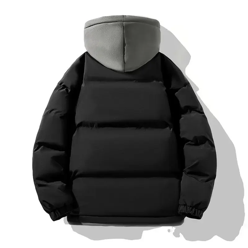 Cotton-padded Men Teenagers American Hooded Contrasting Colors Couple Down Cotton Thickened Loose Trendy Cotton Jacket Leisure