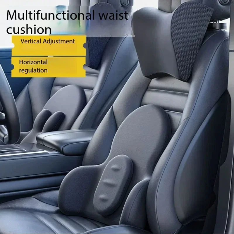 Multifunctional Car Lumbar Support Adjustable Headrest Set Memory Foam Waist Pillow Universal Auto Waist Cushion
