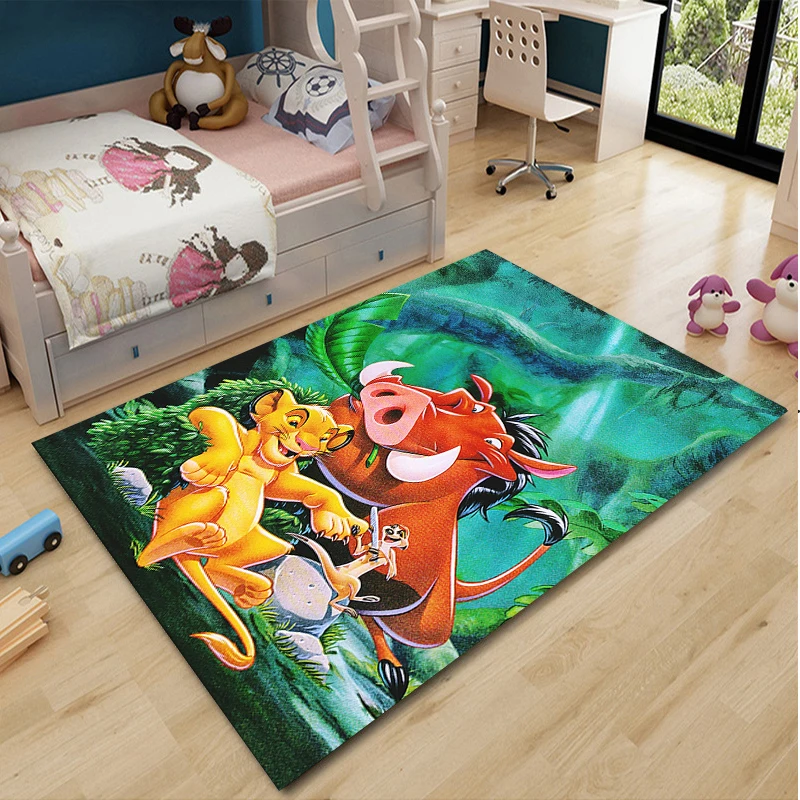 Alfombras de área grande con dibujos animados de Disney, El Rey León, alfombras para el hogar, sala de estar, dormitorio de niños, sofá, felpudo,