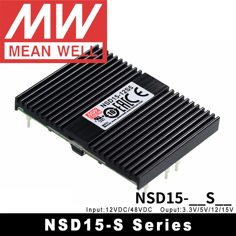 Original Mean Well NSD15 Series  NSD15-12/24/48 15W DC to DC Single Output Switching Power Supply