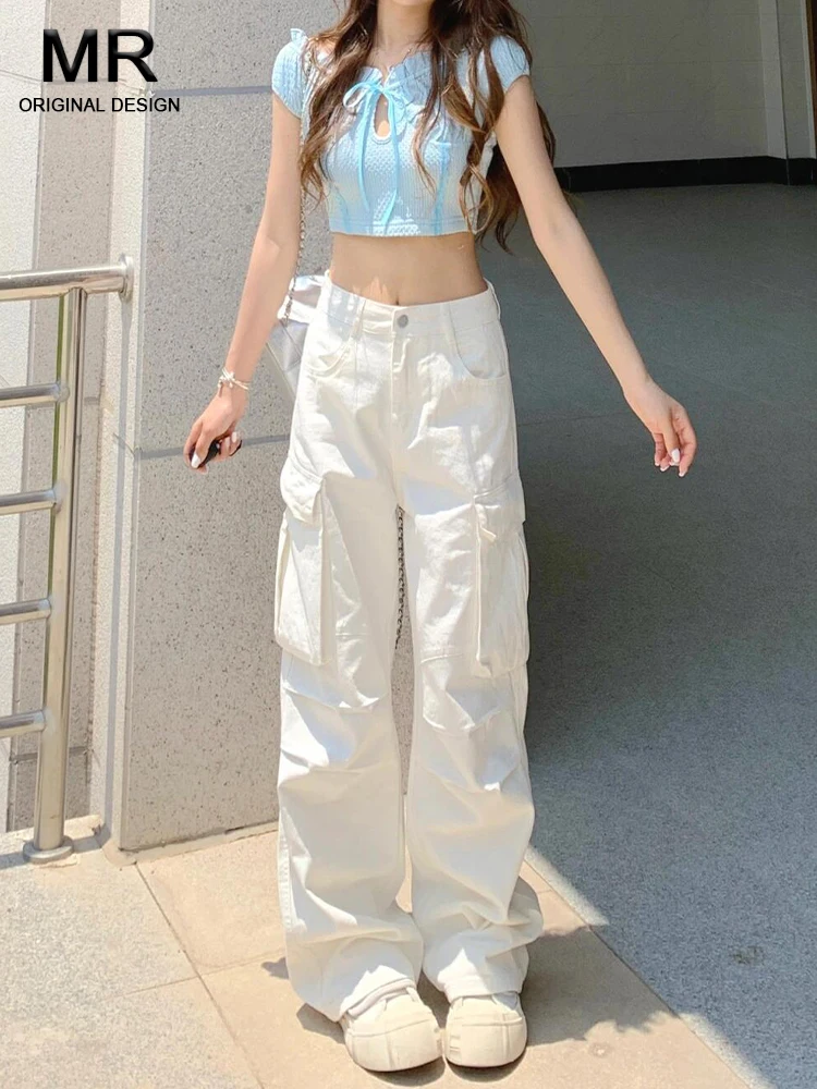 

Белые женские джинсы с высокой талией и широкими штанинами, летние, свободные, удлиненные, повседневные, удобные, дышащие, из эластичного денима