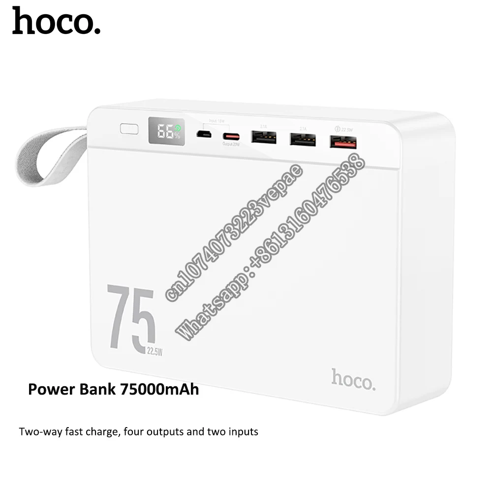 HOCO Power Bank 75000mAh 22.5W PD Fast Charging Auxiliary Battery Generators For Home Use