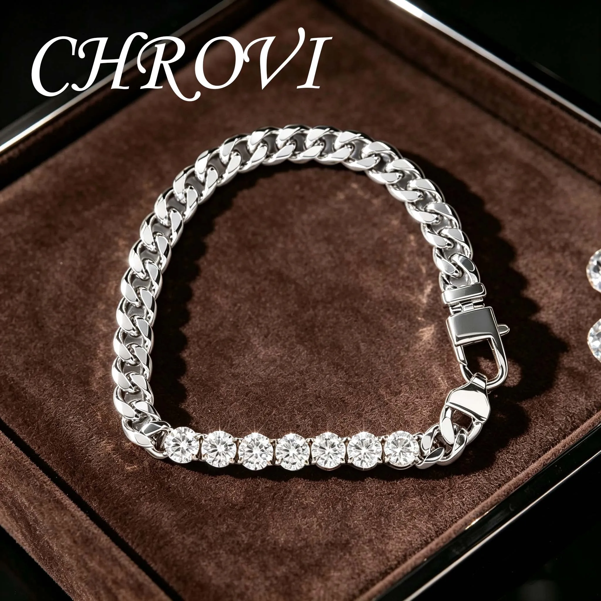 925 Sterling Silver Hip-Hop Style Personalized Diamond Bracelet