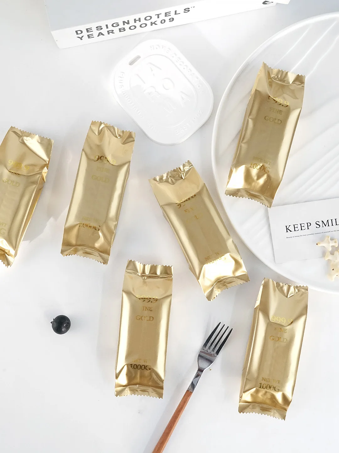 Bolsa de Embalaje de Papel de Aluminio para Pastel de Piña, Bolsa de Regalo Hecha a Mano con Diseño de Barra de Oro, Bolsa para Galletas de Año Nuevo, Herramientas para Hornear y Cocinar