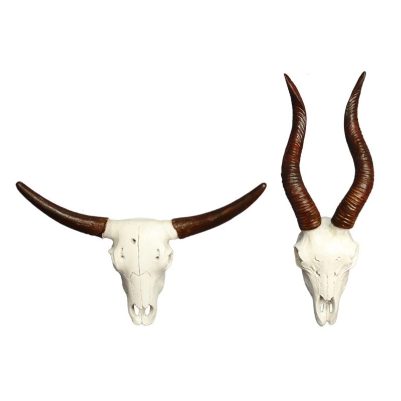 

Unique 3D Animal Craft Sculpture Resins Long Horn Bulls Head Wall Art Decors