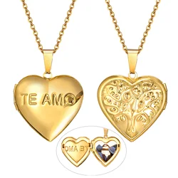 Personalized Photo Locket Heart Pendant Necklace for Women, Adjustable Chain 16inch to 22inch, Customized Picture Birthday Gift
