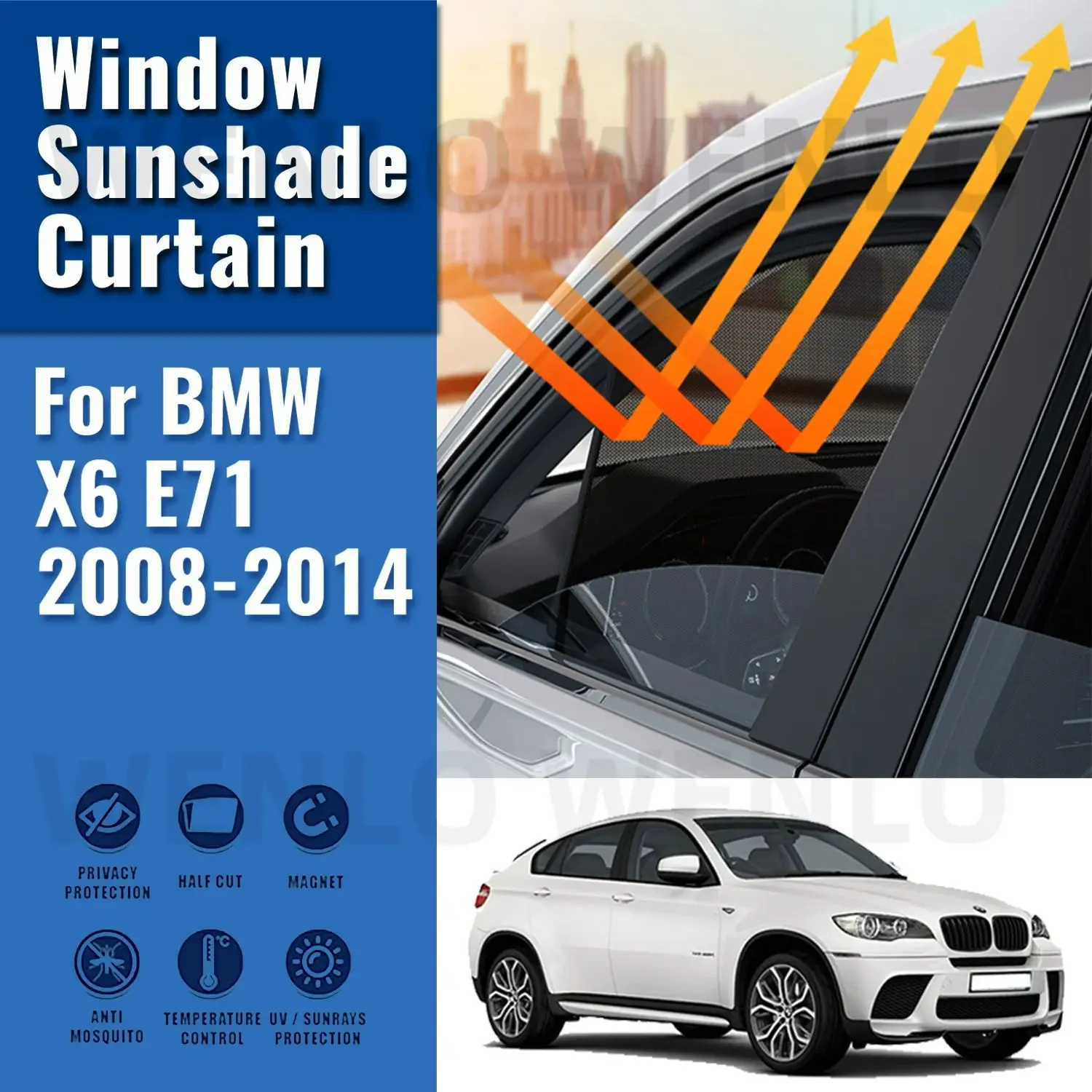 

For BMW X6 E71 2008-2014 Car Sunshade Visor Front Windshield Frame Curtain Rear Baby Side Window Sun Shade Shield