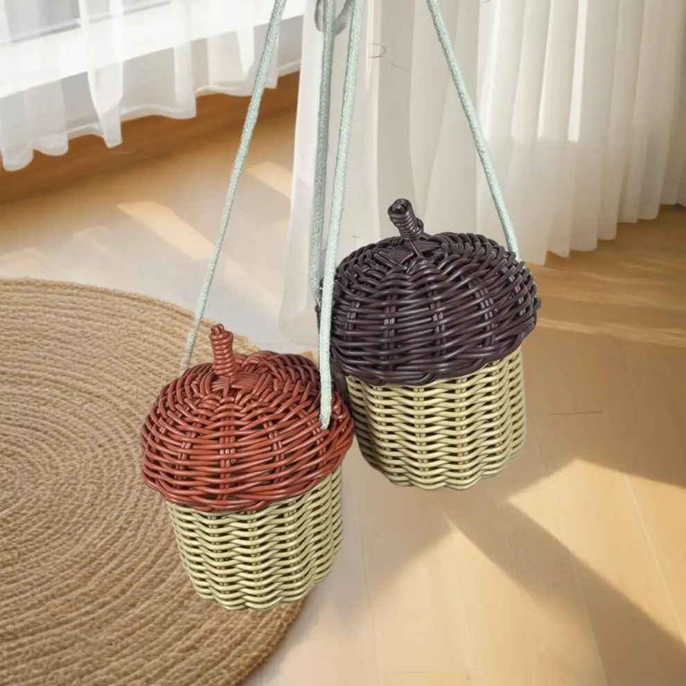 

Pine Cone Bag Mini Lipstick Small Bag Rattan Woven Handmade Cross-body Bag Home Furnishings