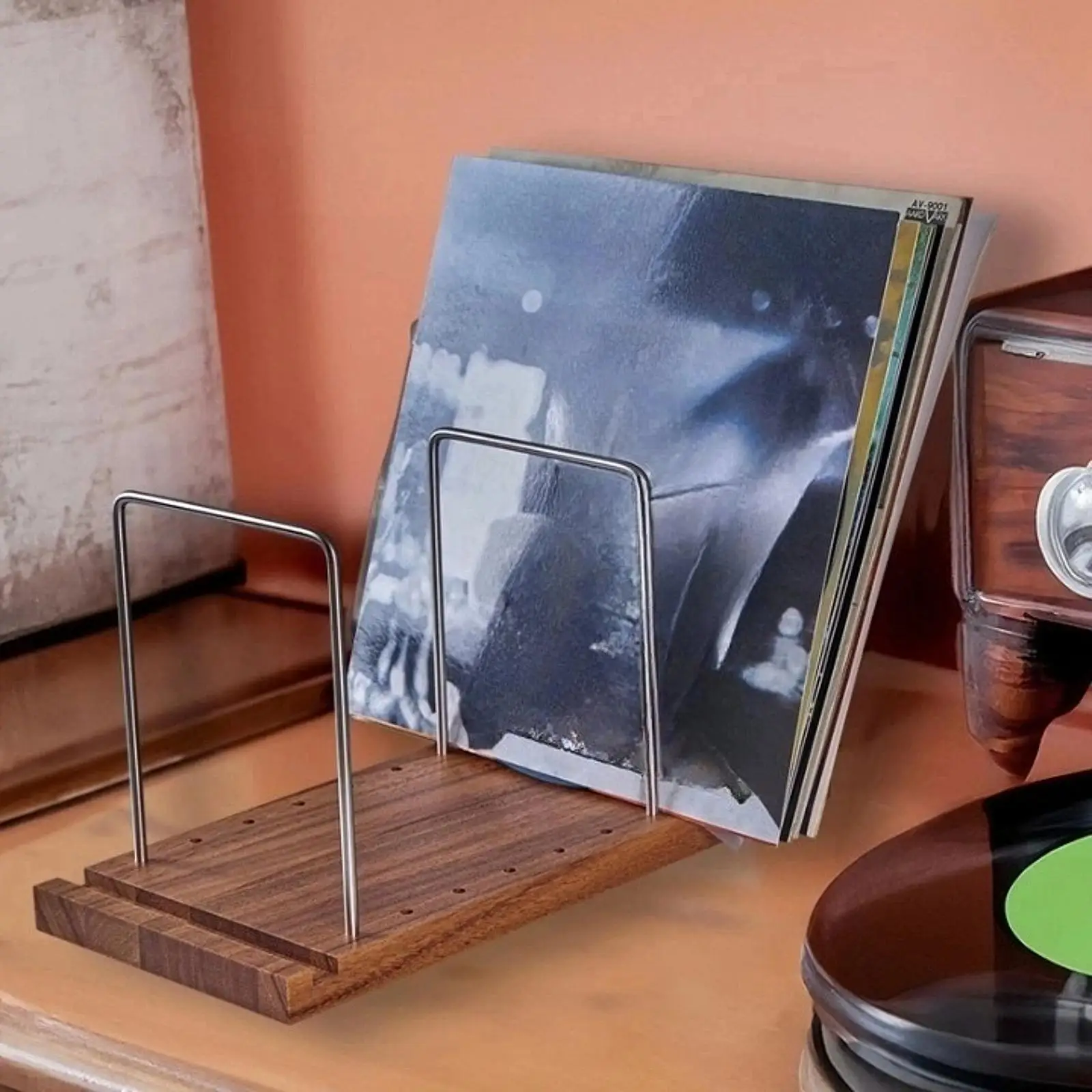 

Vinyl Record Holder Stand Wood Record Organizer Vinyl Record Rack Multifunctional Modern Easy Installation for Living Room Home