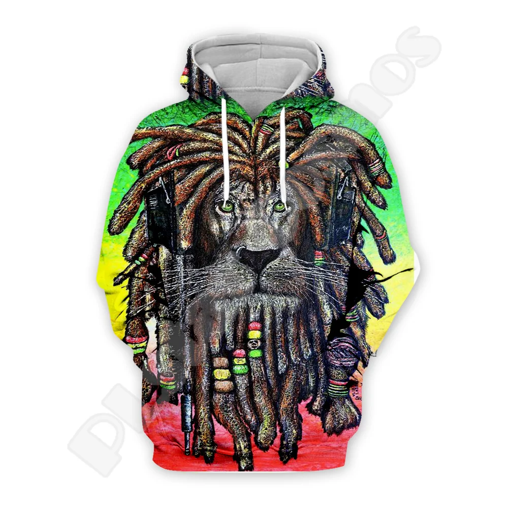 แฟชั่นใหม่ล่าสุด Bob Marley Reggae นักดนตรีสิงโต, tatto TRIBAL วินเทจย้อนยุค3dprint เสื้อลำลองสไตล์ฮาราจูกุ