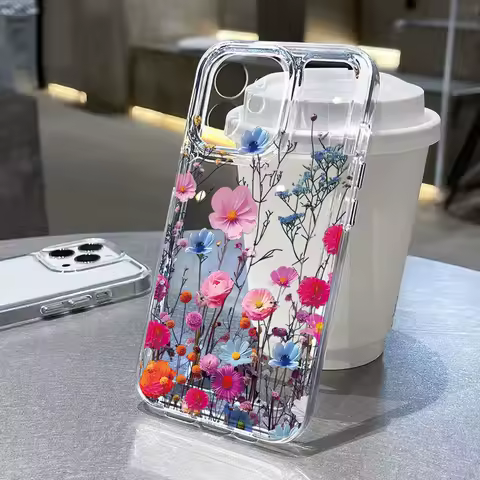 New Clear Soft Silicone Funda Case For Samsung Galaxy A56 A55 A36 A35 A26 A16 A06 Floral Case S25 Ultra S24 FE S23 S22 S21 Cover