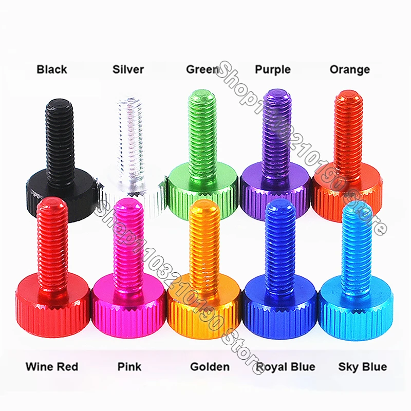 1Pc M2 M2.5 M2.6 M4 M5 M6 In Alluminio Colorato Zigrinatura a Testa Piatta Stringere A Mano Vite a Pollice Maunal Regolazione bulloni L = 4/6/8/10/12-25mm