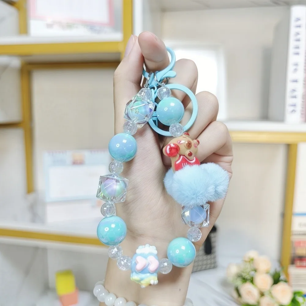 Kawaii Capyabra Beaded Phone Chain Bow Sweet Bead Phone Pendant Cute Cartoon Phone Wrist Strap Mobile Phone