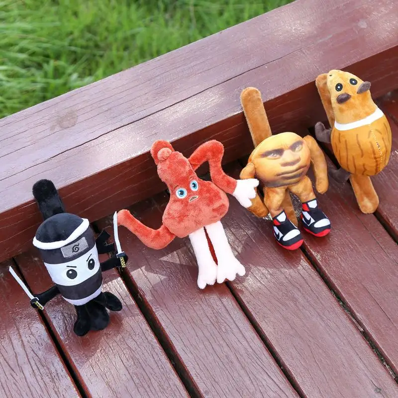 One-Piece Tungtungtung Italian Brainrot Plush Doll; Snap on Hand Ring Stuffed Soft Toy Wristband