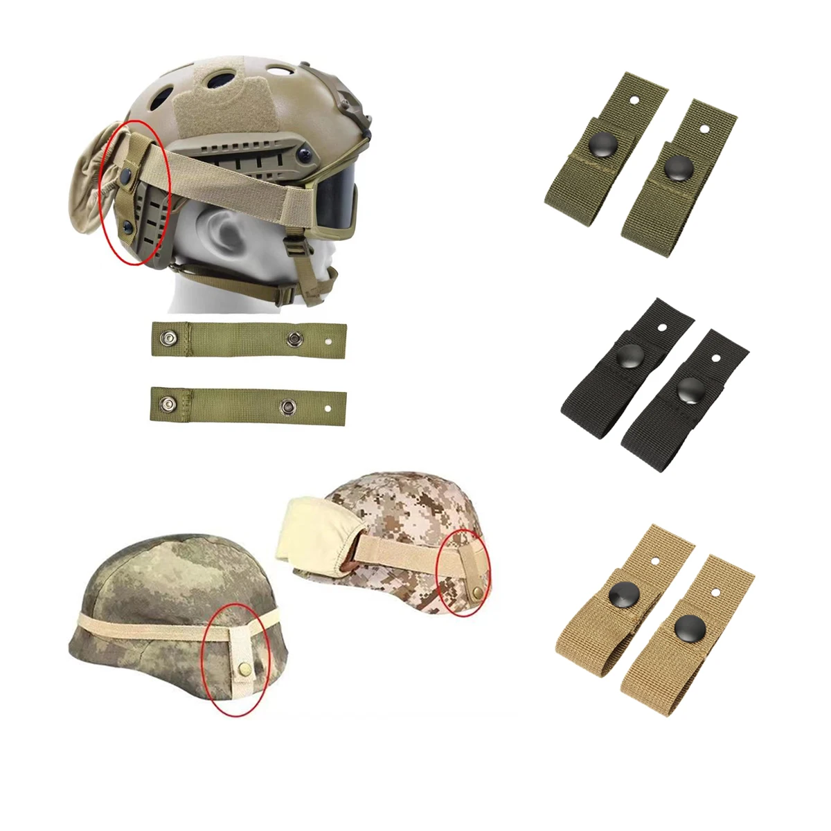 

Tactical Goggle Retention Straps for MICH/ACH Helmet Hunting MOLE Helmet Accessories Nylon Fixing Strap