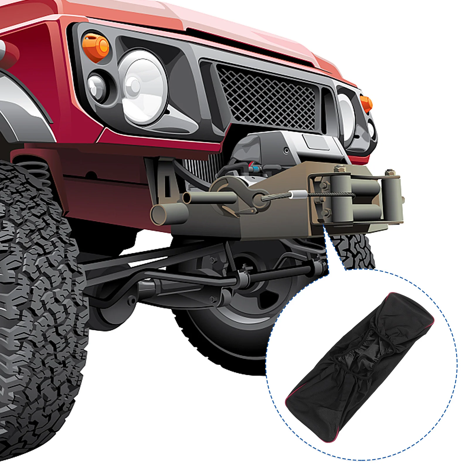 

1pc Waterproof Oxford Cloth For Winch Protection Breathable Dustproof Uv Resistant Foldable Car Cover Windlass Cover