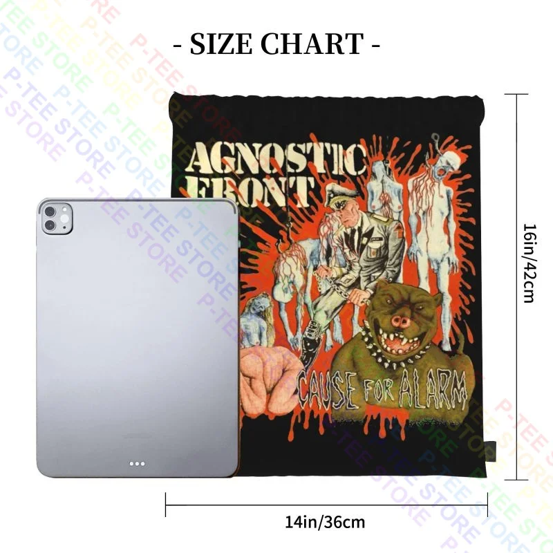 1986 Agnostic Front Tour Cro Mags Warzone Sick Of It All Drawstring Bags Gym Bag Creative Gym Tote Bag