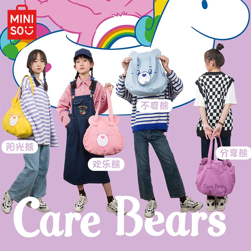 New Anime Miniso Care Bears borsa a tracolla in tela Cartoon Cute Student zaino Kawaii borsa a mano regalo di compleanno per giocattoli per ragazze