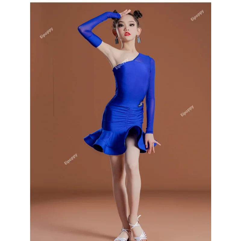 Child Training Latin Performance Clothes Children\'s Latin Practice Dance Clothes Girls\' Cha Cha Rumba Dance Costume Kids