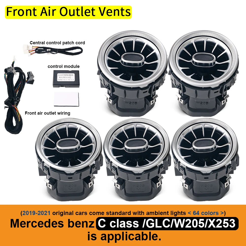 Für Benz W205 C-Klasse GLC X253 W213 E W222 S C117/GLA X156/W176 W177 C118 Turbinendüsen-Luftauslass mit Ambientelicht Auto-Nachrüstsatz