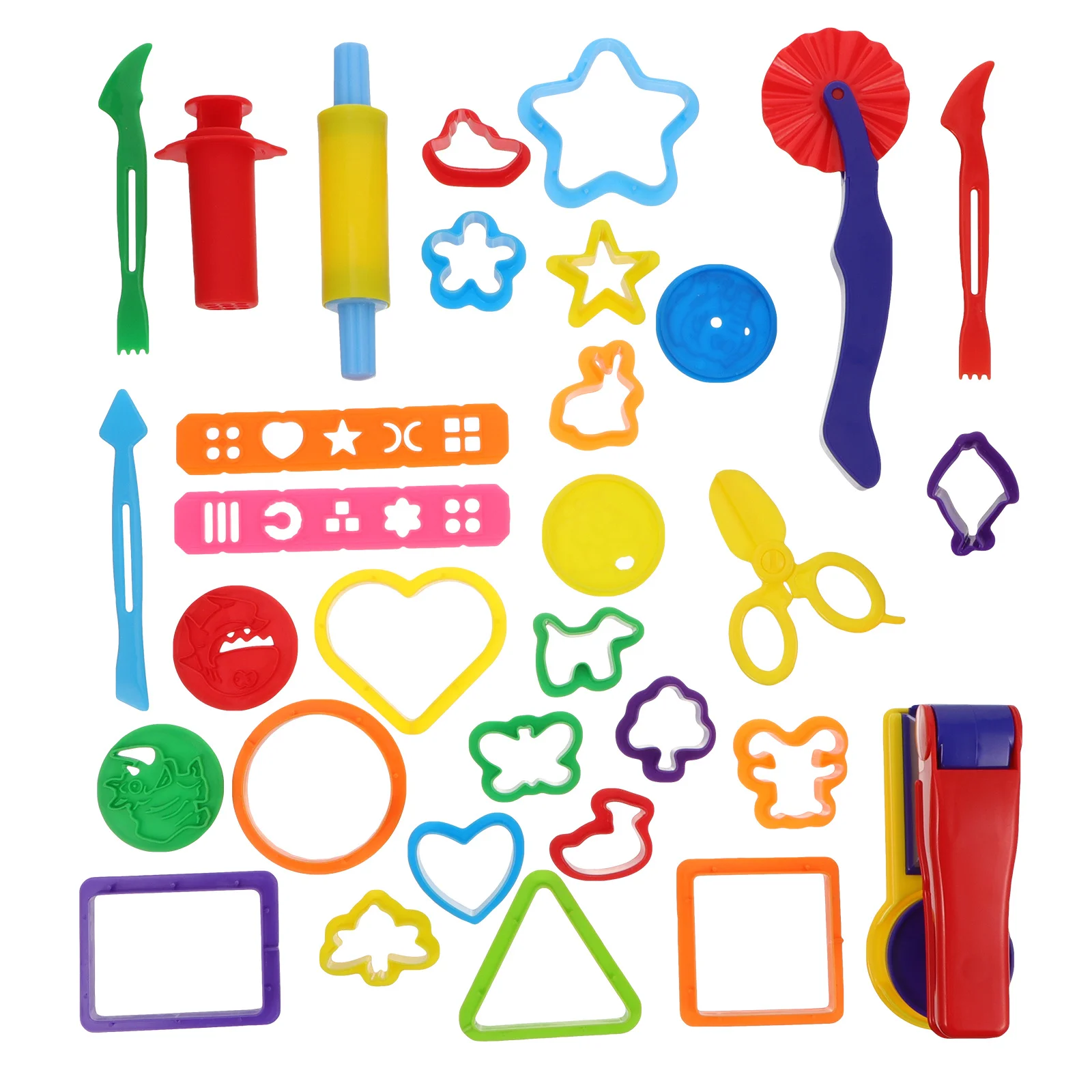 Ensemble de 32 outils en argile colorée, moules éducatifs créatifs pour enfants, pour la fabrication de nouilles DIY, artisanat artistique, nettoyage facile, rangement triangulaire